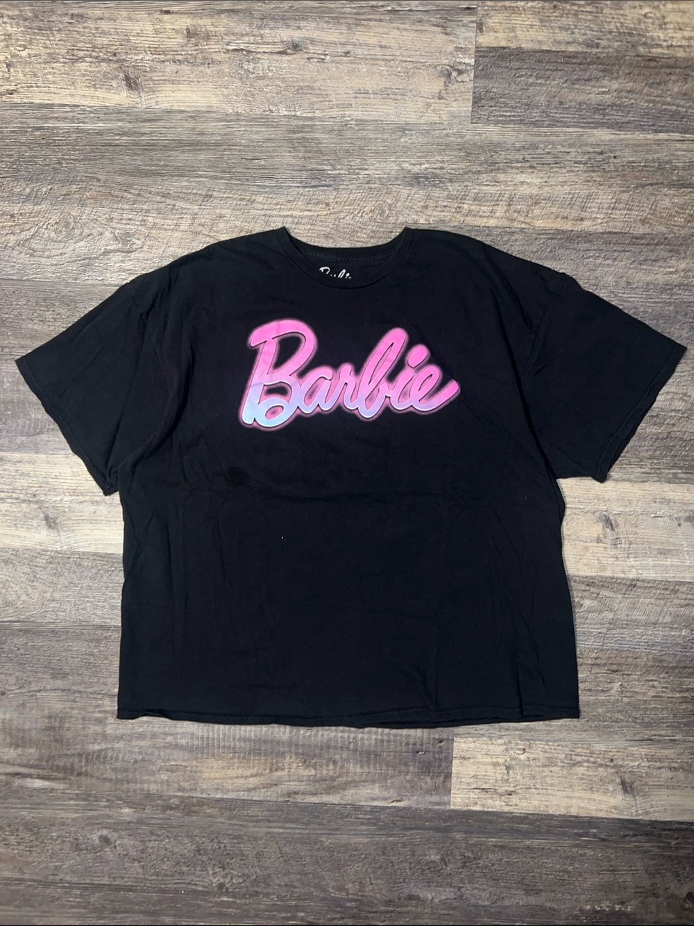 Barbie Black Tee with Pink Gradient Logo